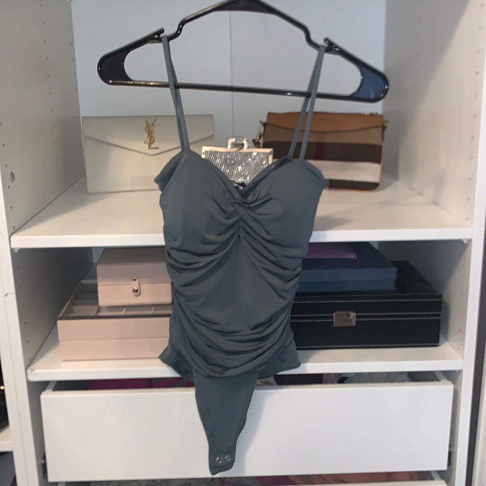 Olive green thong bodysuit